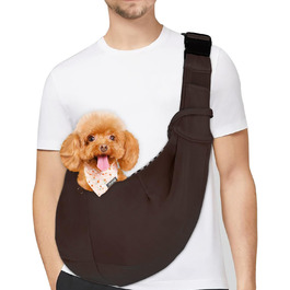 PetLoft Сумка-переноска для собак, реверсивна, регульована, крос-боді, з кріпленням для нашийника (колір: коричневий)