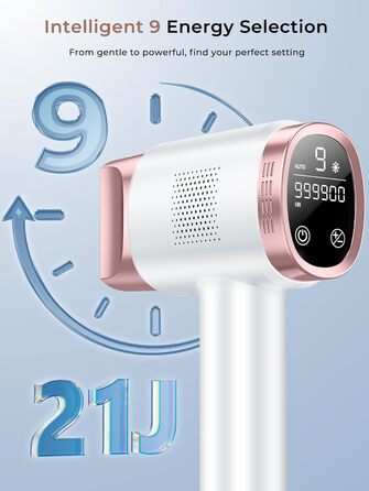 Пристрій для епіляції Rose з охолодженням, 9 рівнів, 600 нм світло, для жінок та чоловіків, для обличчя, бікіні-зони та тіла