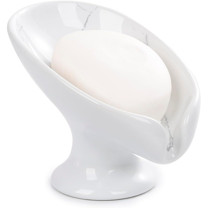 Керамічна мильниця Umlaca, мильниця для душу, підставка для мила, самозливна, листяна форма, вінтаж, для кухні, ванної кімнати, душа, білий мармур, сірий мармур