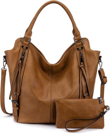 Жіноча сумка-шопер Reaer 2 в 1: сумка через плече та гаманець для офісу, навчання, подорожей (світло-коричнева)