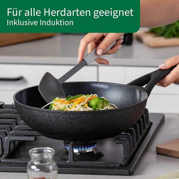 Grill-сковорода FACKELMANN Chefkoch Hamburg керамічна 28 см з антипригарним покриттям, з переробленого алюмінію, для всіх видів плит та духовки