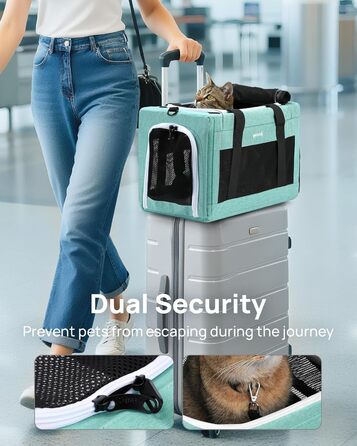 Транспортна сумка для котів Pecute Katzentasche: легка, складана, для котів та маленьких собак, до 4 кг, 44 x 23 x 30 см, аква-зелений