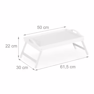 Relaxdays Folding Bed Tray White