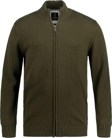 Чоловічий кардиган JP 1880 великих розмірів (L-8XL) з високим коміром та блискавкою, 717032 (XXL, Хвойний зелений)