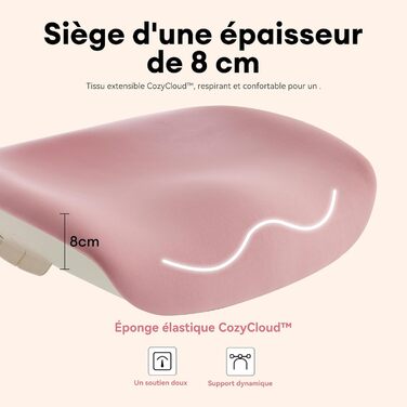 Ергономічне крісло для жінок MUSSO E80 Muse FemmePosture™ - регулювання на 135°, 3D-підтримка попереку, 17см 4D-підголівник, висувна підніжка, регулювання глибини/висоти сидіння, регульовані підлокітники (Рожеве)