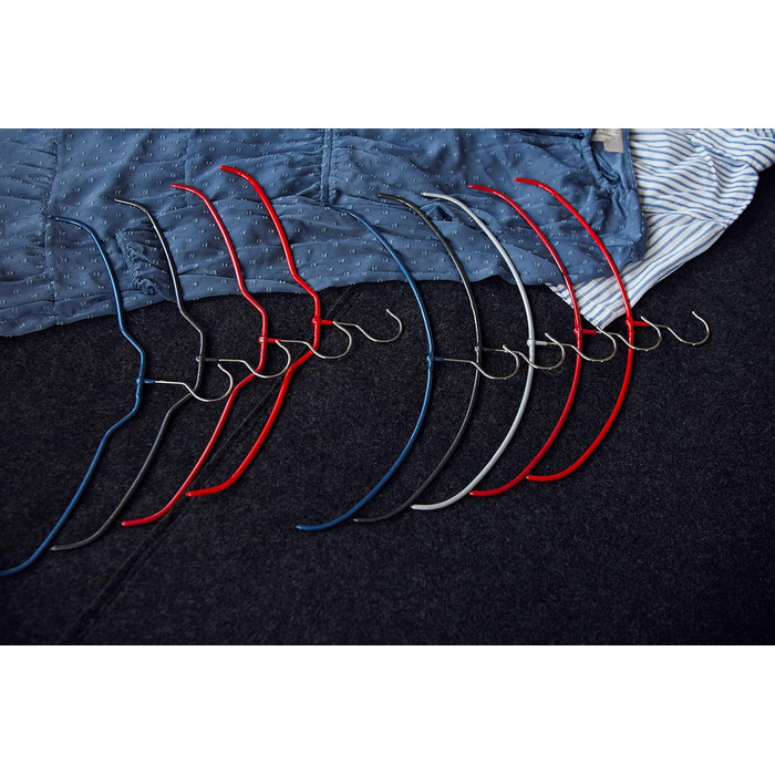 MAWA Clothes Hangers Light, Set of 20 space-saving and non-slip hangers, ideal for T-shirts, tops, and lightweight sweaters, with a 360° swivel hook and non-slip coating, 40 cm, Black
