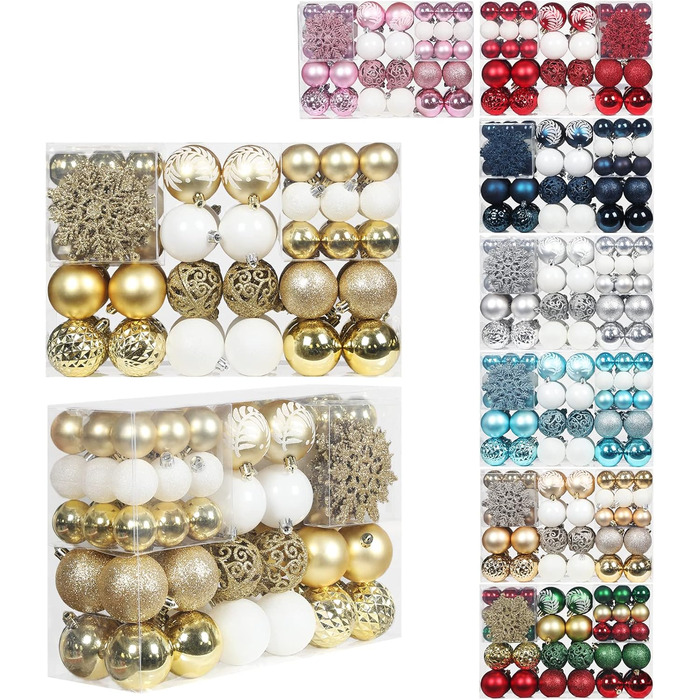 86 шт. прикраси для ялинки SY CRAFT: ялинкові кулі, сніжинки, подарункові пакети (золотий)