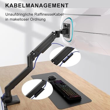 Кріплення для монітора WALI до 49 дюймів, одноплечий, чорний, VESA 75/100 мм, до 15 кг