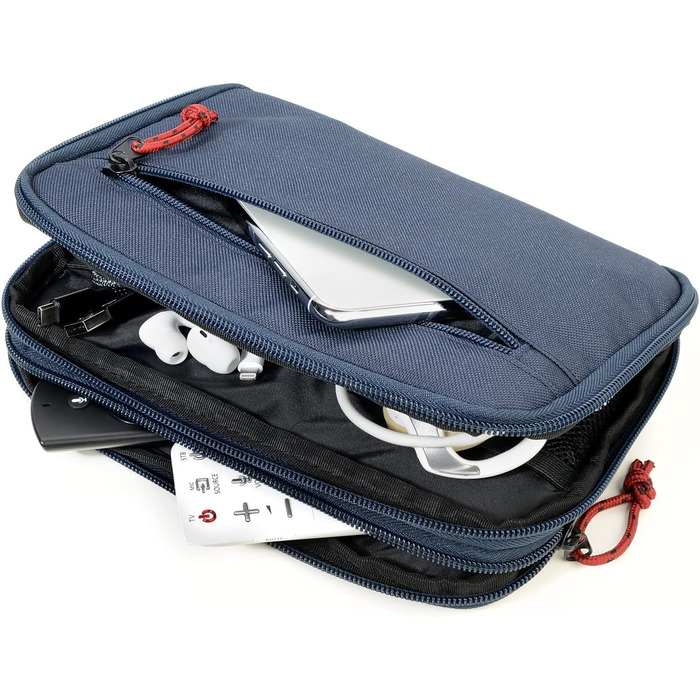 Troika Business Tech Pouch 2 Cable Bag for Electronic Accessories made of Polyester in Blue, Dimensions: 23.5cm x 17cm x 3.5cm, BGO44/DB