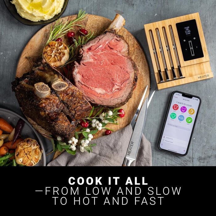 MEATER Block: Бездротовий розумний термометр для м'яса | Для приготування в духовці, на грилі, мангалі, BBQ, Smoke та Rotisserie | Bluetooth та WiFi | 50+ рецептів в додатку