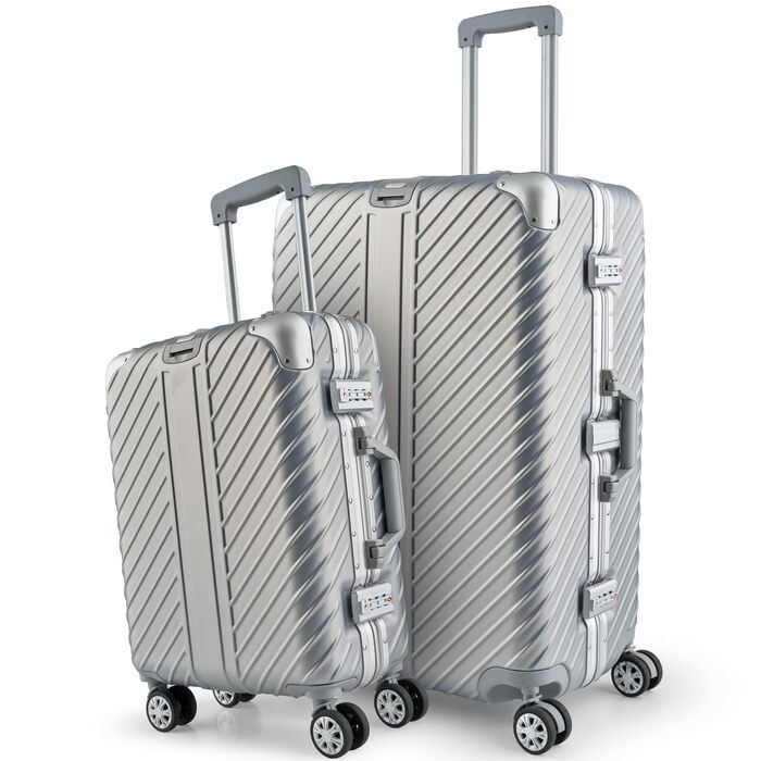 Чемодан ручної поклажі 55x40x20 з алюмінієвим каркасом | Валіза на колесах - Міцний ролер з кріпленням для ноутбука [ВОДОНЕПРОНИКНИЙ] з захистом кутів (ручна поклажа 20 дюймів)