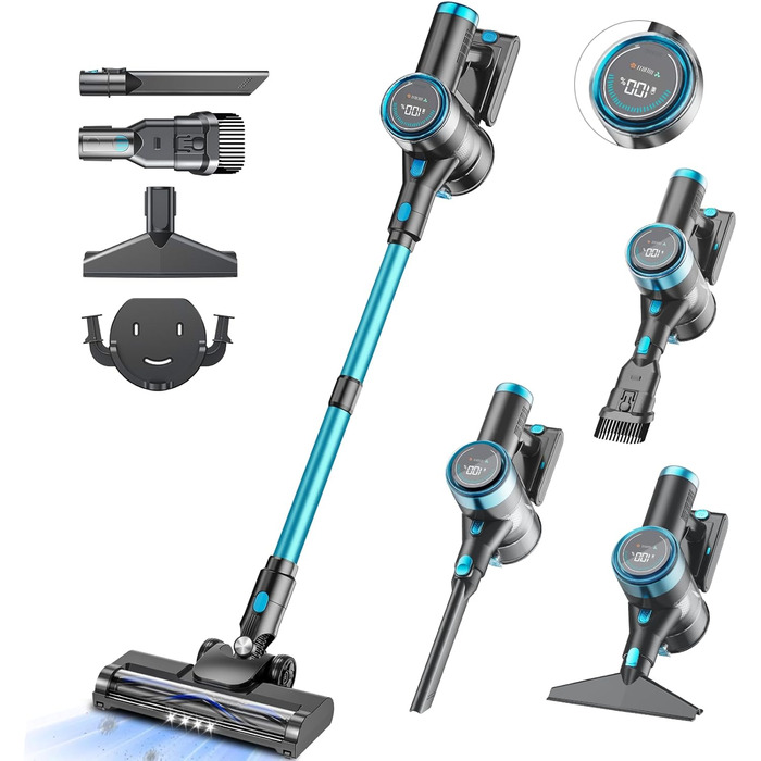 Cordless Vacuum Cleaner, 45000Pa/550w/65 Mins Vacuum with LED Touchscreen, 1.5L Dust Collector, Cordless Vacuum for Pet Hair, Hardwood Floors, Tiles, Carpets, and Car Interiors