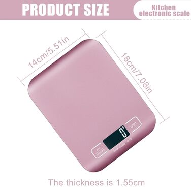 Кухонні ваги цифрові, 10 кг/1 г, USB, з підзарядкою, LCD дисплей, функція тарування, професійні кухонні ваги, рожеве золото