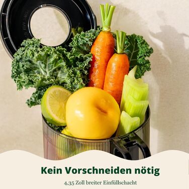 Шнекова соковижималка LINKChef Slow Juicer для овочів та фруктів, широкий завантажувальний отвір 115 мм, потужність 200 Вт, BPA-free, чорна