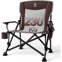 Крісло для кемпінгу EVER ADVANCED, складне, 230 кг, XL, широке сидіння 62 см, з кишенею та тримачем для напоїв, для кемпінгу, відпочинку на природі, балкону, саду (Червоний, Класичний)