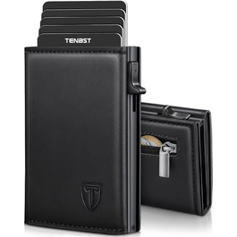 Чоловічий гаманець TENBST з RFID захистом, з відділенням для монет, з натуральної шкіри, 8 відділень для карток, сірий колір