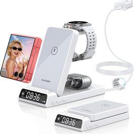 Бездротовий зарядний пристрій 3-в-1 для Samsung Galaxy S26/S25/Z Fold 7/Flip 7, Galaxy Watch 8/7/6/5 Pro та Buds 3/2 - білий