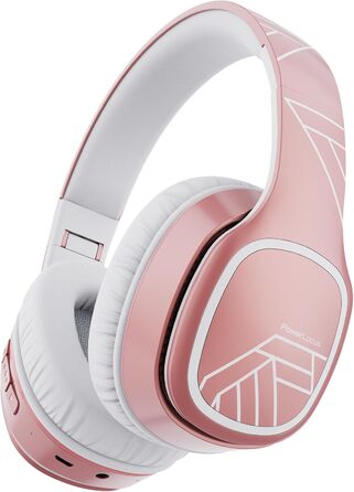 PowerLocus P7 Bluetooth навушники Over-Ear, складні, бездротові з басами, Hi-Fi стерео, з функцією гучного зв'язку, USB-C зарядка, тривалий час роботи, для iPhone/PC/TV (Line Rose Gold)