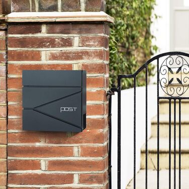 Поштовий ящик настінний SONGMICS XXL, з замком та відділенням для преси, антрацит GMB051G02