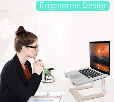 Підставка для ноутбука Orionstar, ергономічна, алюмінієва, з вентиляцією, сумісна з MacBook, Samsung, 10-15.6 дюймів, сіра (золота)