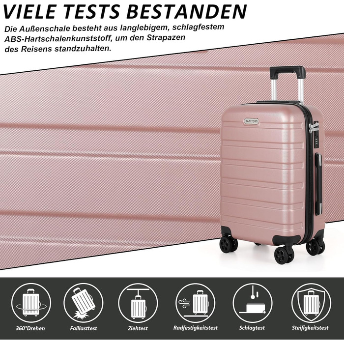 Набір валіз TANTOMI 3 шт., ABS, рожево-золотий колір, 20/24/28 дюймів, з колесами
