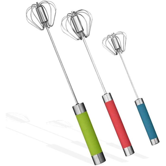 Ручний вінчик з нержавіючої сталі з 3 вінчиками для збивання молока та інших продуктів