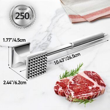 Кухонний молоток для м'яса Yopinmall з нержавіючої сталі, двосторонній, антипригарний, для шніцелів, котлет, стейків