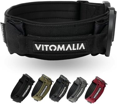 Тактичне нашийник для собак, 5 см: міцний нейлон, магнітна ручка, надійна застібка, для великих собак (5 см/XL = 50-70 см, Чорний)