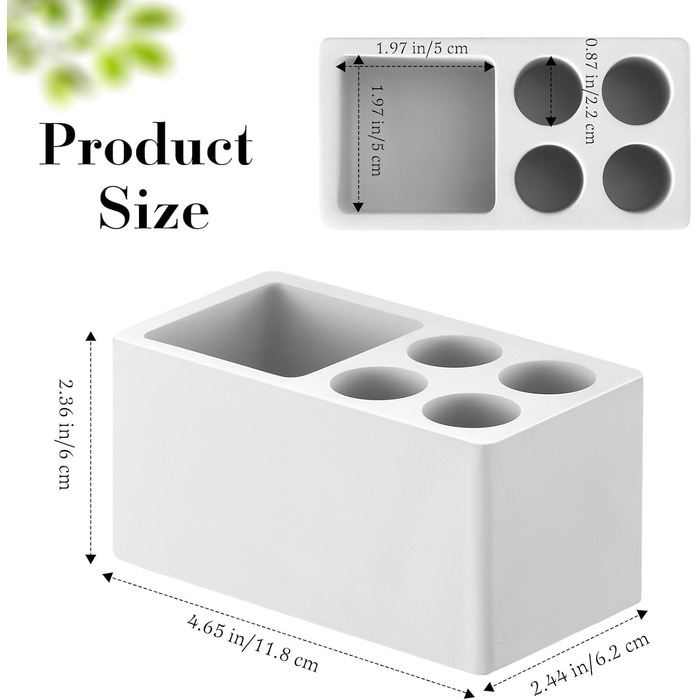 Підставка для зубних щіток Luxspire з 5 відсіками, для ванної кімнати, швидковисихаюча, електрична, для зберігання зубних щіток та пасти, білий мармур
