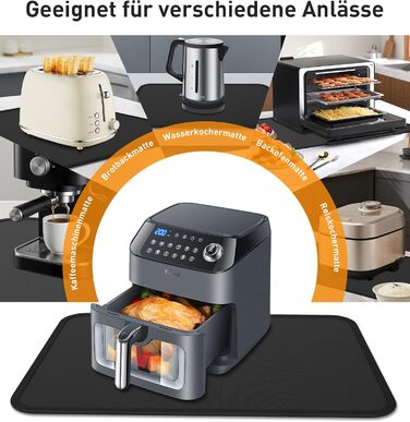 Термостійкий килимок під кавоварку Ankway 40x60 см, чорний. Захист від нагріву, антиковзаюча, водонепроникна підставка для кухонної стільниці. Силікон, 30x45x0.2 см