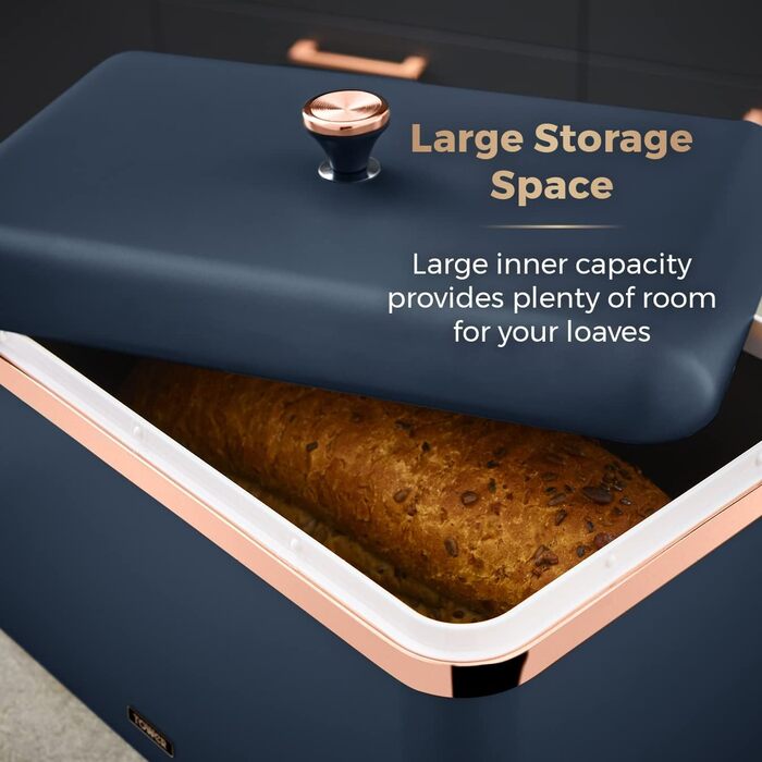 Cavaletto Brotkasten-Aufbewahrung T826130BLK: Набір для зберігання хліба, карбонова сталь, знімний кришка, 23 x 35 x 24 см, Midnight Blue