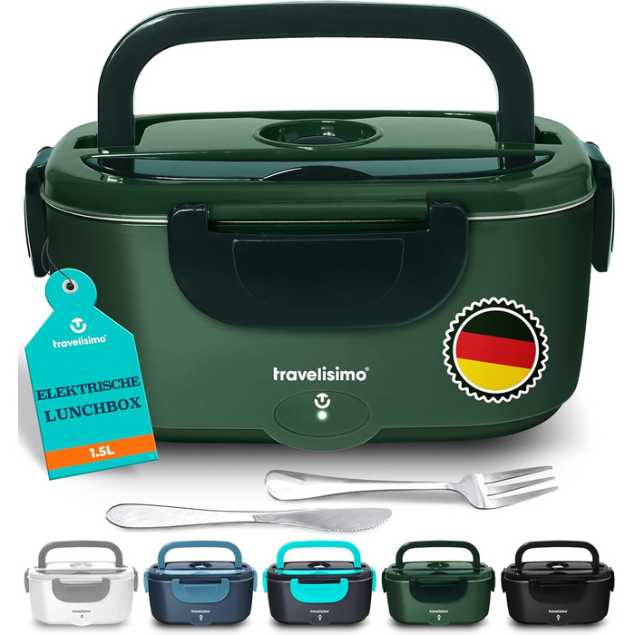 Electric Lunch Box 80W Thermo Lunch Box for Hot Food, 1.5L Heat Box 3-in-1 Food Warmer, Food Warming Box for 12V/24V/220V, for Work, Car, Truck Lunchbox Electric, Heat Box