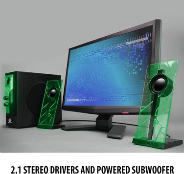 GOgroove 2.1 Аудіосистема для ПК з LED-підсвіткою: Комп'ютерні колонки, сабвуфер, ігрова стереосистема