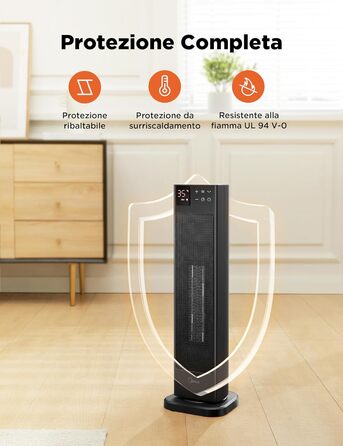 Електричний обігрівач Midea NTH20-22ER: тиха керамічна технологія, 2000 Вт, ECO-режим, термостат, таймер 24 години