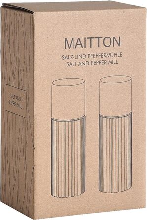 Набір солі та перцю з дерева – ручні мельниці для спецій з керамічним жорном, регульовані ступені помелу, неслизький дизайн та чіткою маркуванням S&P, 16,5 см (БЕЗ підставки)
