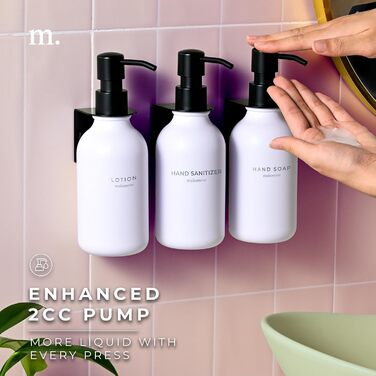 Шампунь MaisoNovo: Набір з 3 флаконів (500 мл) для душу та миття рук, настінний диспенсер, чорний насос, прозорий/чорний X 3