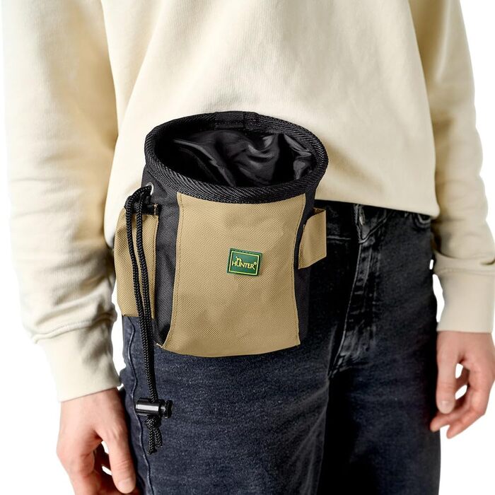 Сумка на пояс HUNTER Bugrino Standard, для корму та ласощів, чорно-бежева, L