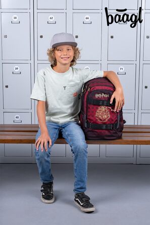 Шкільний рюкзак Baagl для хлопчиків та дівчаток-підлітків з відділенням для ноутбука та нагрудним ременем (Гаррі Поттер Гоґвортс)