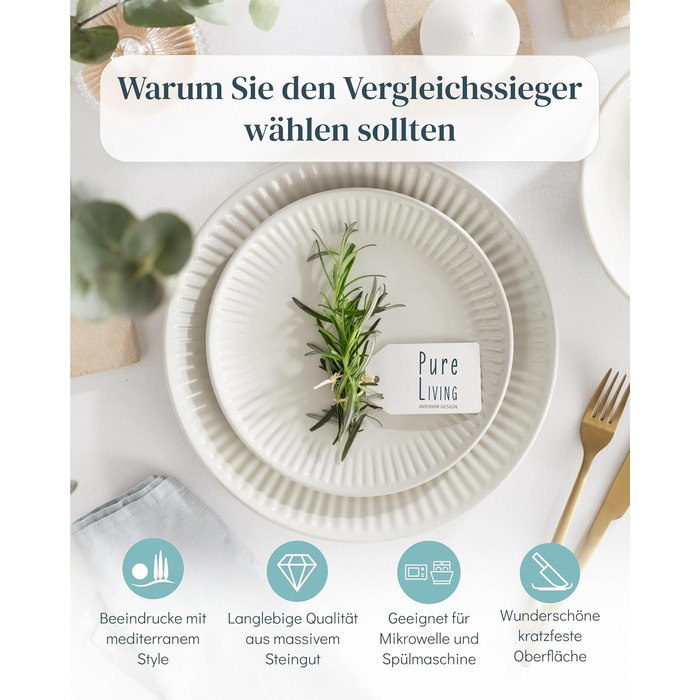 Набір чашок з кераміки Steingut Hygge для 6 осіб, бежевий колір. Стильний чайний та кавовий набір, TESTSIEGER