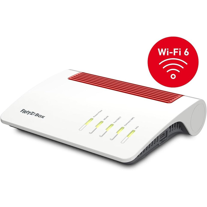Роутер FRITZ!Box 5590 Fiber: Wi-Fi 6, Mesh, DECT, 2.5 Gbps LAN, для підключення до оптоволоконного інтернету, білий/червоний