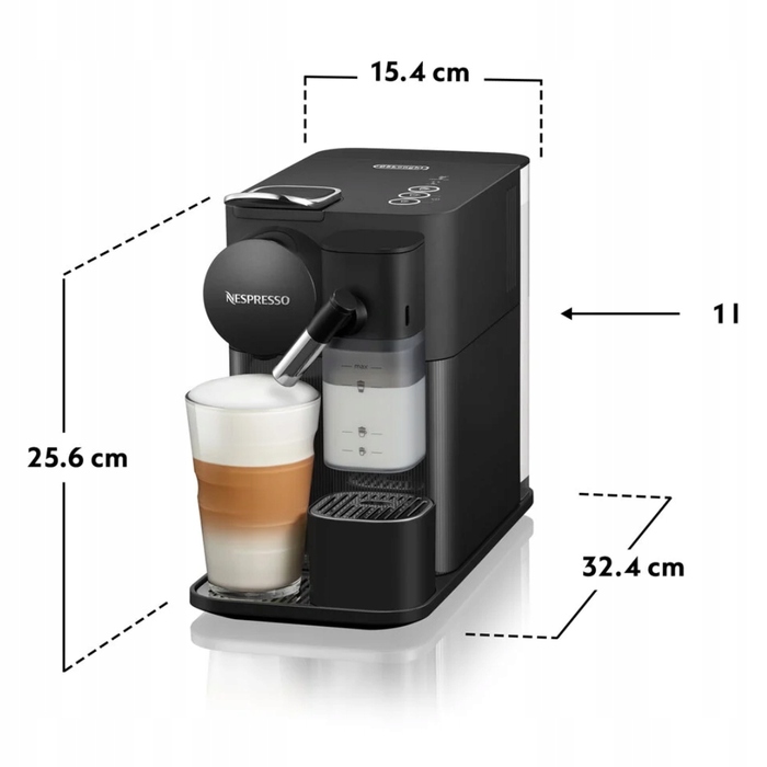 Капсульна кавомашина з капучинатором De'Longhi Lattissima One, 19 бар, чорна
