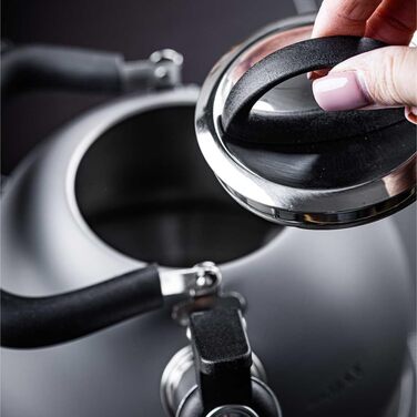 Чайник Kinghoff 1.8L з нержавіючої сталі з свистком, Induktion, сірий матовий, KH-1851