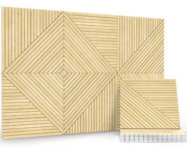 Акустичні панелі JBER, самоклеючі звукопоглинаючі стінові панелі для офісу, студії та дому, 6 шт, 180 x 120 см, колір білий віск/тик