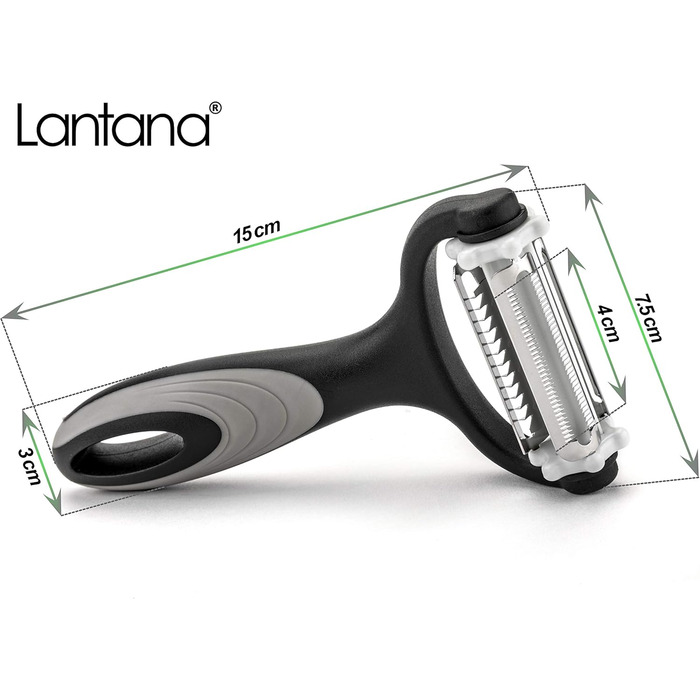 Лантана 3-в-1: Ш Peel/Мікро-зубчастий овоче- та фруктовий очищувач/Шинкувач Julienne. Багатофункціональний очищувач для швидкого очищення картоплі, моркви та будь-яких овочів та фруктів.