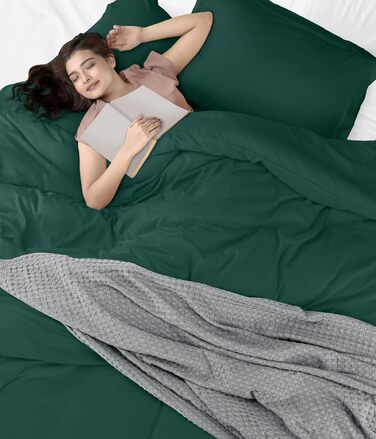 Комплект постільної білизни Utopia Bedding, повний розмір: 1 простирадло, 2 наволочки, 3-частинний комплект, зелений смарагдовий, мікрофібра