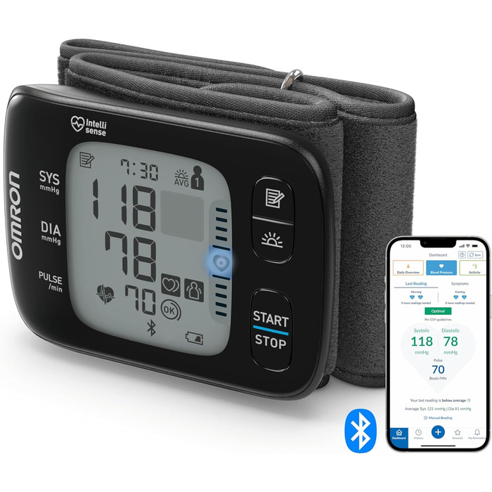 Тонометр на зап'ясті OMRON RS7 Intelli IT з Bluetooth, клінічно перевірений, Testsieger Stiftung Warentest 09/2020