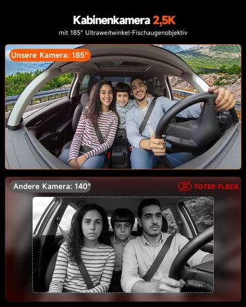 Відеореєстратор E-YEEGER Dashcam Auto 345° Panorama 4K+2.5K з GPS, WiFi, HDR, Нічне бачення, Паркувальний режим, Loop-запис, SD-карта 64GB