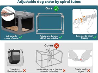 Клітка для собак Petsfit, сіра, розкладні, для дому та транспортування, розмір L (76x50x49 см), з м'якою підстилкою та міцними сітчастими вікнами