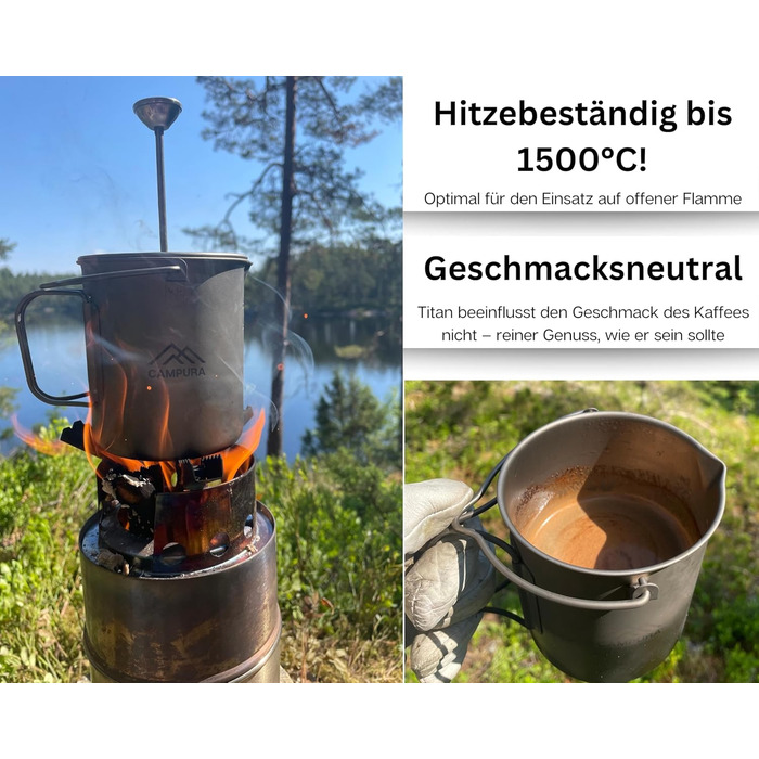 Титанова френч-прес 750 мл - Ultraleicht & Robust - Титановий посуд для приготування кави для кемпінгу, трекінгу та відпочинку на природі