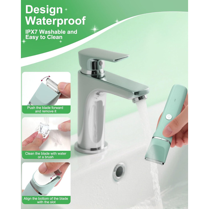 Електричний жіночий тример 3-в-1 для обличчя, ніг, рук, під пахвами та зоною бікіні, водонепроникний, перезаряджається (зелений)